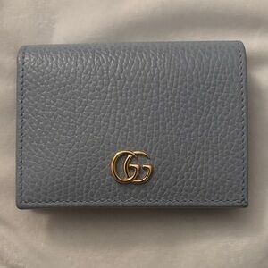 Gucci Light Blue Leather Wallet with Gold Logo